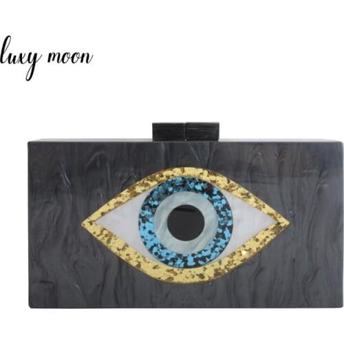 Luxury Acrylic Handbag For Women Evening Clutch Bag Cartoon Eye Pattern Sequin Wedding Purse Party Small Shoulder Bag ZD1614