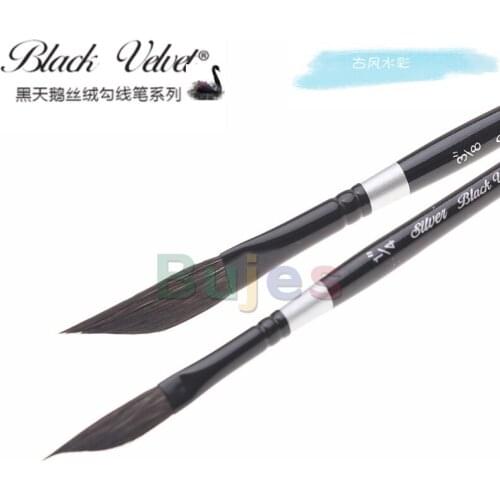 Silver Brush 3012S Black Velvet Dagger Striper Watercolor Paint Brush, Size 1/4 and 3/8 Inch, Short Handle