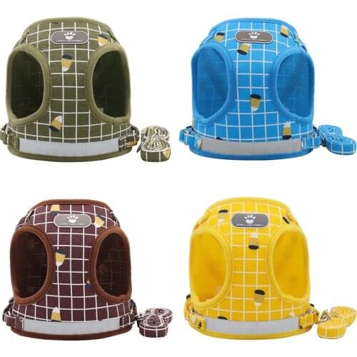 2021NEW Fashion Plaid Cat Harnesses for Cats Summer Mesh Adjustable Reflective Pet Harness and Leash Set Pet Collar Dropshipping