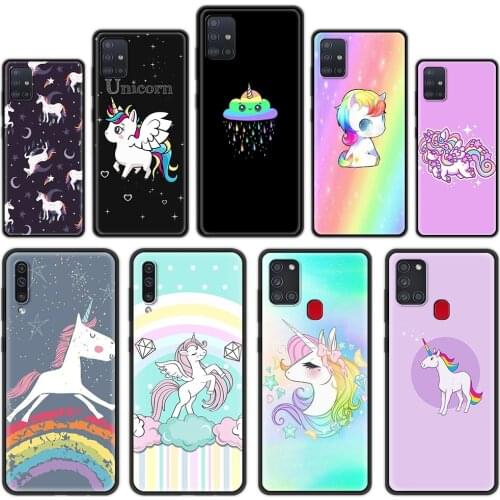 Silicone Cover for Samsung Galaxy A32 A52 A72 4G A12 A21S A51 A71 5G A21 EU A31 A41 Luxury Phone Case Shell Rainbow Unicorn