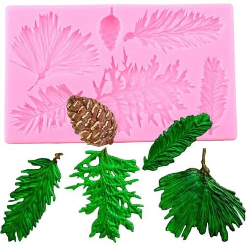 Pine Branches Fondant Mold Pine Cones Silicone Resin Clay Mould Candy Chocolate Gumpaste Moulds Cake Decorating Tools