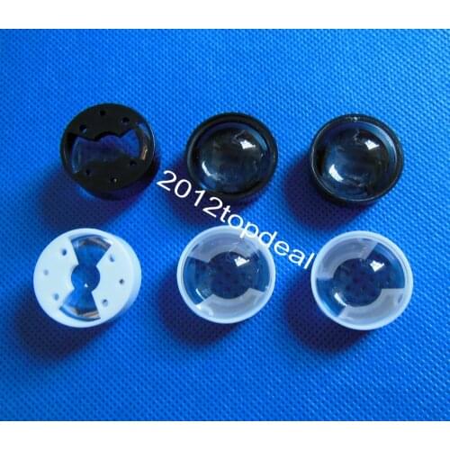 1w 3w 5w 50pcs LED Lens 23mm 60 degree with Black holder set sell bracket optical car lenses Semicircular Convex power lens