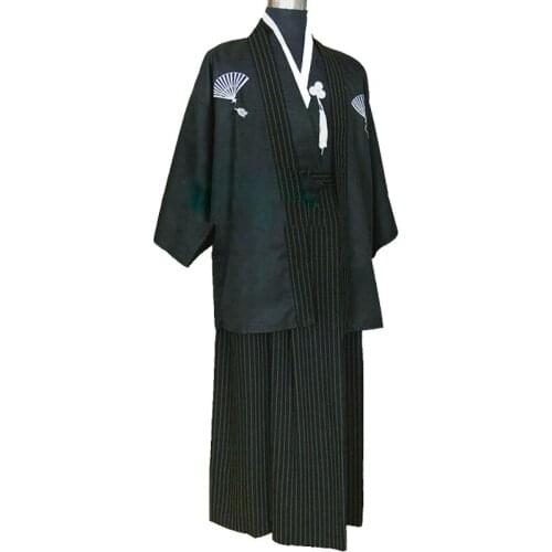 Japanese Kimono Traditional Yukata Mens Vintage Japones Samurai Clothing Mens Warrior Kimonos Homme Summer Pajamas Set