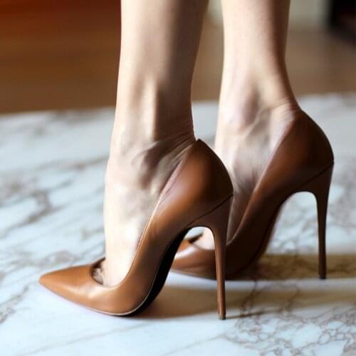 New Spring Red Bottom Shoes Women Sexy Pumps Genuine Leather Heels for Wedding Dress Party Office Ladies High Heeled Stilettos