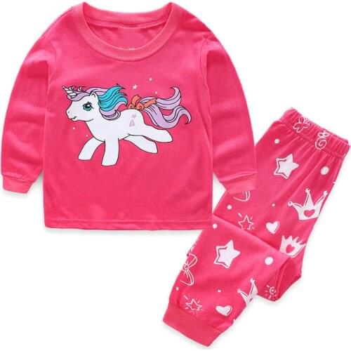 TUONXYE 2-7 Years Girls Unicorn Pajamas Sets Baby Girl Long Sleeved Sleepwear Suits Children Clothing Kids Clothes for Autumn