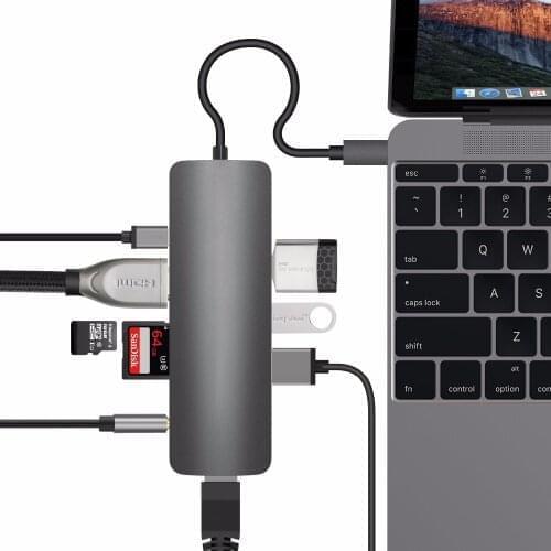 USB Hub Splitter 9 in 1 to HDMI RJ45 Gigabit Ethernet Type C PD Charging 4K Video HD Audio For Huawei Matebook 13