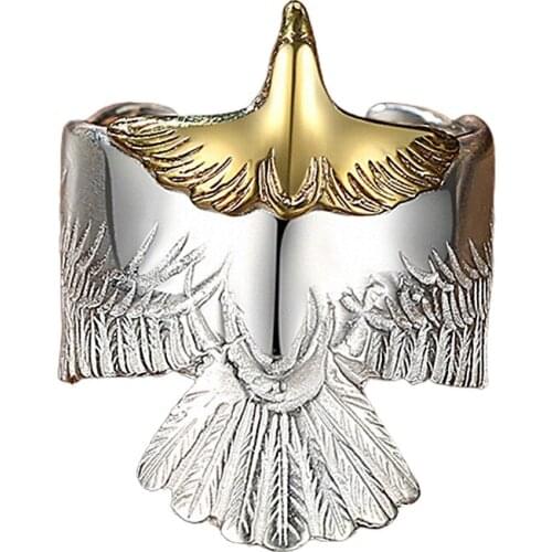 Vintage Flying Bird Animal Ring Punk Biker Big Wing Eagle Rings For Women Men Hip-hop Rock Ring
