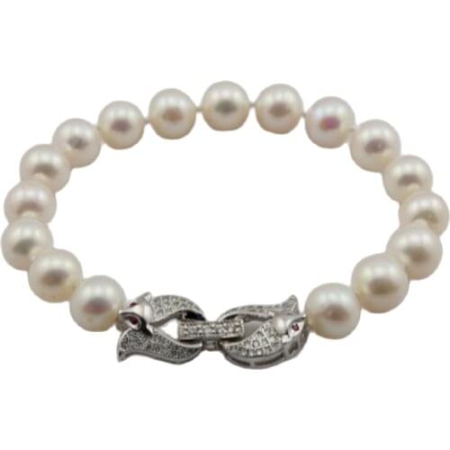 YKNRBPH Womens Trendy pearl Bracelet Natural White Freshwater Gift For Women