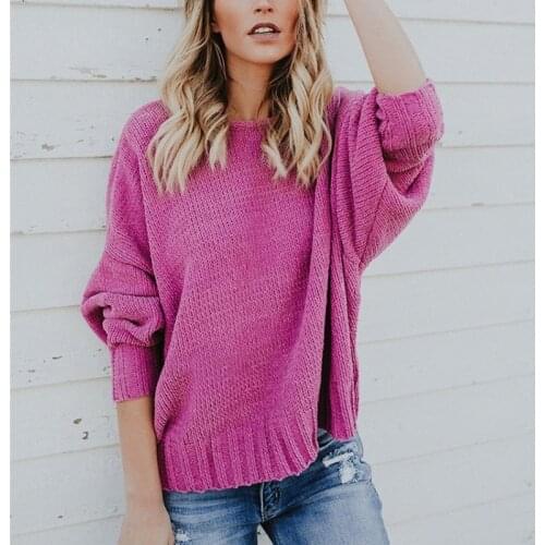 Autumn Winter Women Casual Sweater Sexy Womens Streetwear Outerwear 2021 Pure Color Pullover Long Loose Oversized Sweater New