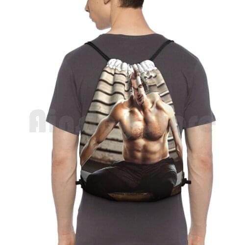 Sam Heughan Backpack Drawstring Bag Riding Climbing Gym Bag Sam Heughan Actor Hollywood Movie Legend 80S Vintage Artis Gym