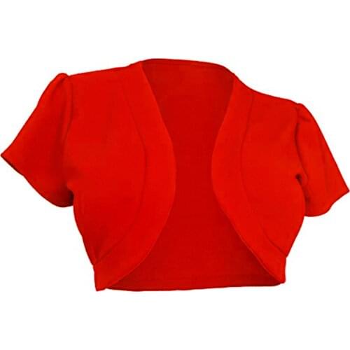 Womens Open Front Cropped Cardigan, Sexy Short Sleeve Solid Color Knit Bolero Shrug korean fashion