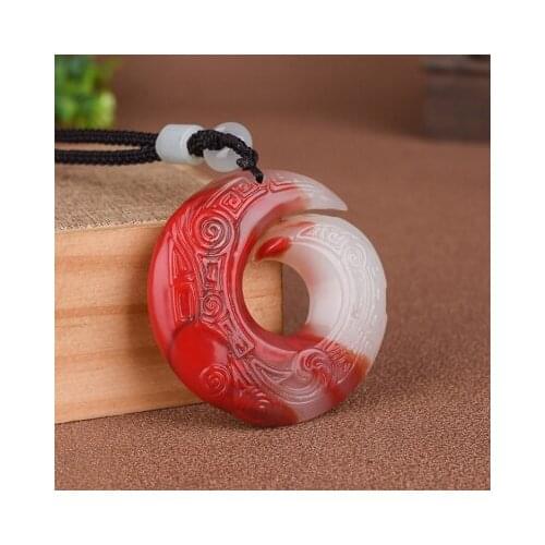 Zheru jewelry natural chicken blood jade dragon pattern amulet pendant necklace exquisite jewelry best gift