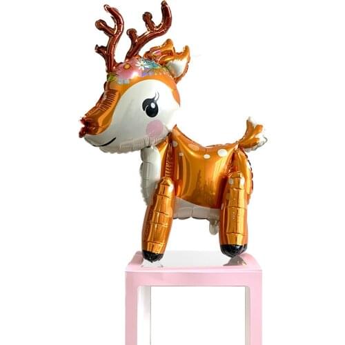 1 pc cute 4D deer balloons walking deer animal balloons for Christmas party decor kids birthday decorations deer toys foil globe