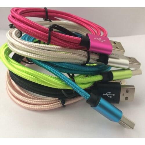 100pcs/lot 2M 6FT Fabric braided Micro USB Data Sync Charger Cable Cord For Samsung Galaxy S7 s6 s3 s4 for HTC