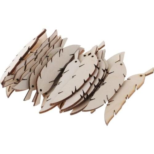 A 25pcs Cut Wood Feaer Embellishment Wooden Shape Craft Wedding Decor Wooden DIY Handmade Accories Handmade plies