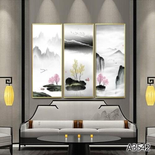 Modern Abstract Oil Painting Print on Canvas 3pcs Chinese style Landscape Canvas Art Printing Wall Art Picture for Home Decor