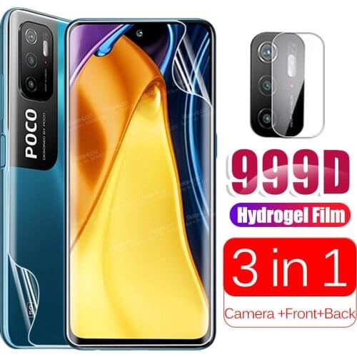 3in1 Camera Back Front Hydrogel Film For Xiaomi Poco M3 Pro PocoM3 M 3 Pocophone M3Pro 5G 999D Curved Screen Protector Not Glass