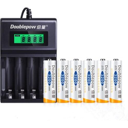 6PCS original 1.2v AA rechargeable battery large capacity 3200mAh Ni-MH rechargeable battery + 4 slot USB smart charger