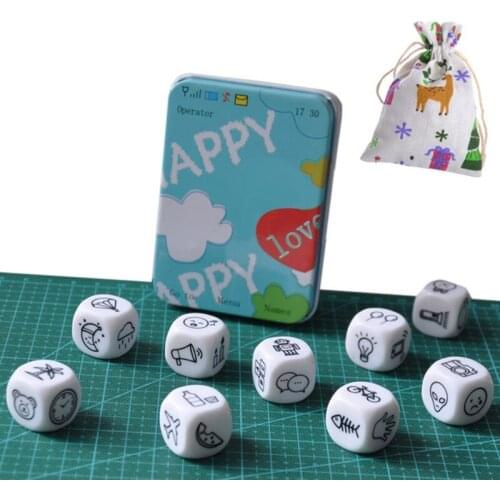 A5KC Story Pattern 19mm Acrylic Dice Game Props Toys for Children Solid Funny Rounded Cornered Board Game Dice