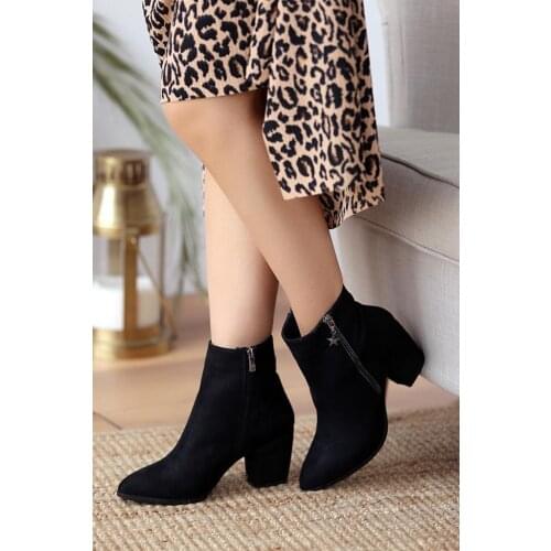 A8383-20Siyah Nubuck Pink Potin Black Nubuck Women 'S Boots A8383-20