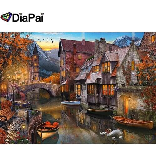 DIAPAI 5D DIY Diamond Painting 100% Full Square/Round Drill "House landscape" Diamond Embroidery Cross Stitch 3D Decor A23118