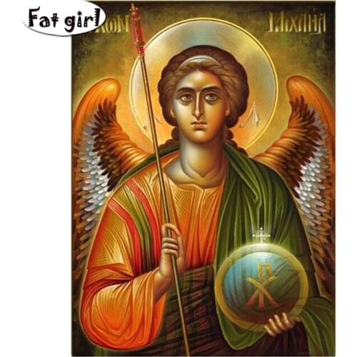 Diamond embroidery 5d diy religion Archangel diamond painting mosaic full square round cross stitch picture Living room stickers