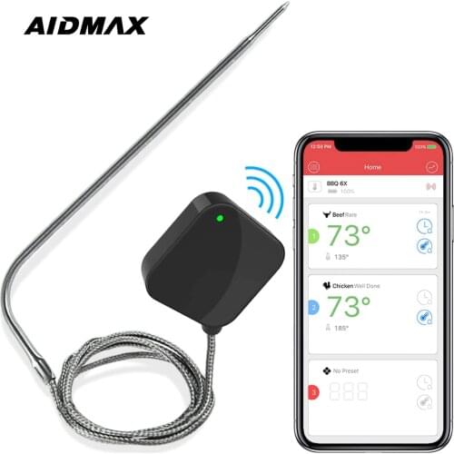 AidMax NanoL Digital Wireless BBQ Meat Thermometer Grill Oven Thermomet With Stainless Steel Probe Cooking Kitchen Thermometer