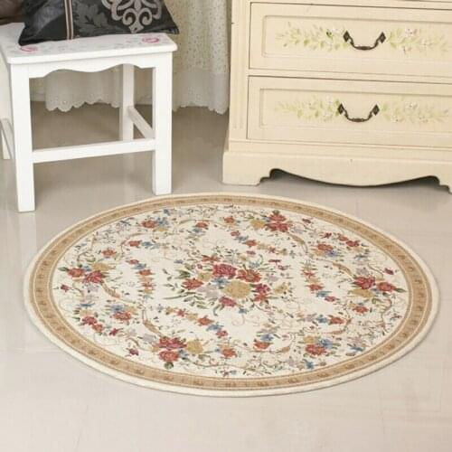 Floral Round Carpets for Living Room Pastoral Area Rug Computer Chair Mat Countryside Europe Bedroom Carpet Floor Home Doormat