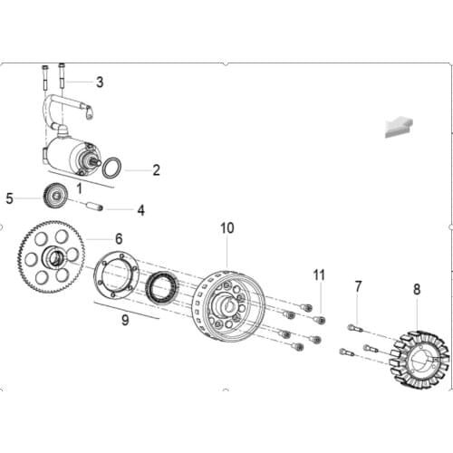 Engine fly wheel starting motor coil assy page of Benelli TNT300 BN302