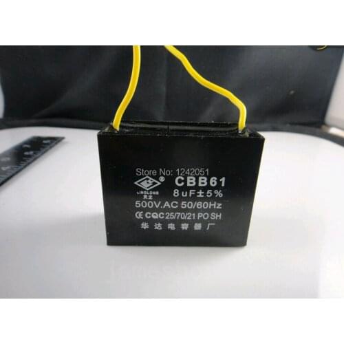 10pcs Fan Capacitor Metallized Capacitor Start Capacitor CBB61 500VAC 8.0uF