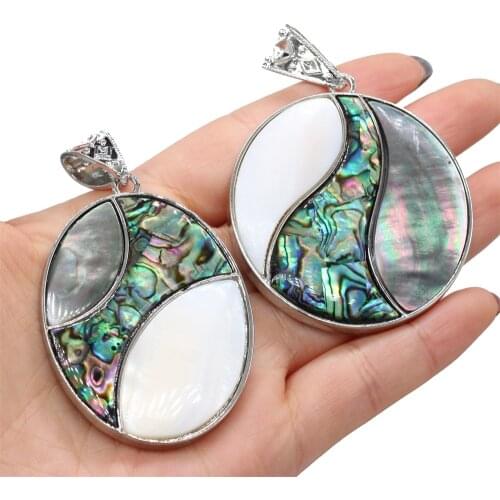 1pcs Natural White Abalone Shell Pendants Round Oval Charm for Jewelry Making DIY Earring Necklace Women Gift 40x60mm 52x52mm