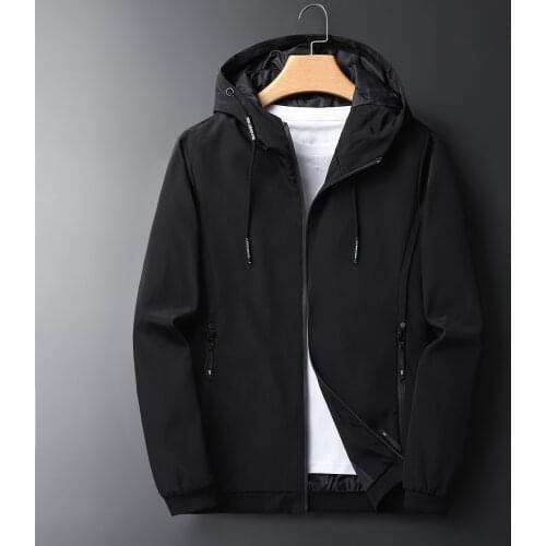 2021 spring new fashion coat mens casual loose spring and autumn clothing trend tooling jacket Solid color hooded jacket