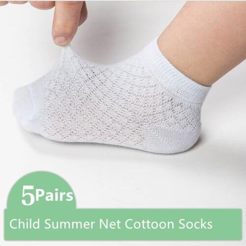5 Pairs/Lot Children Cotton Summer Socks Boy Girl Baby Infant Ultrathin Fashion Breathable Solid Mesh Socks For Summer