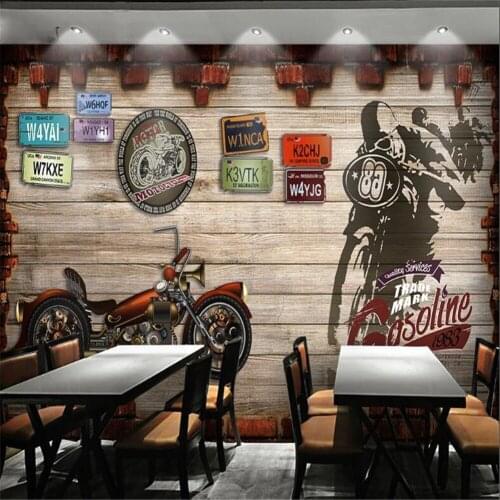 Milofi custom 3D non-woven wallpaper decorative painting retro motorcycle tooling background wall large wallpaper mural