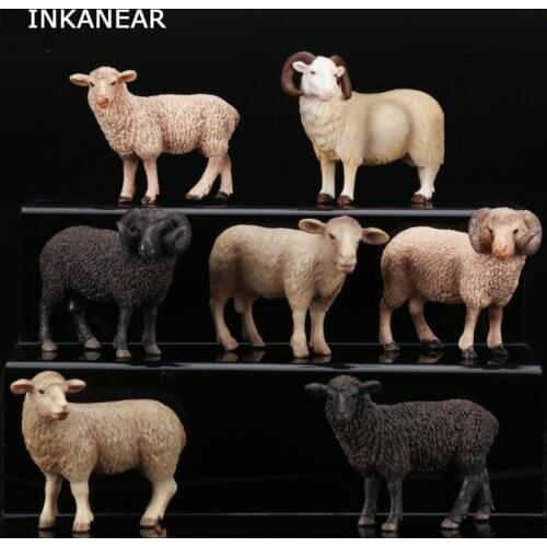 Animal Model Miniature Figurine Lovely Sheeps Micro Fairy Garden Resin Craft Accessories Decor Gift For Kids Home Decoration