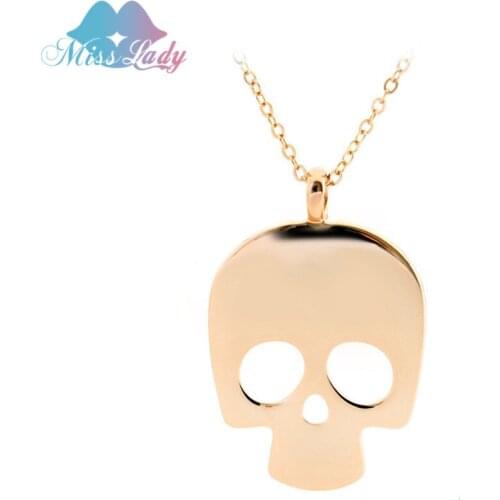 Miss Lady Skull Necklace Man Pendant Necklace Rose Gold color Skull Necklaces & Pendants Fashion Jewelry for women MLY4271