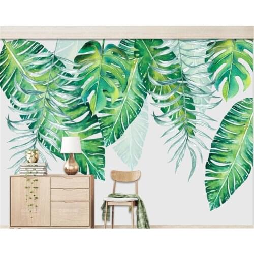 Beibehang Custom wall wallpaper European vintage Hand painted Rainforest plant Banana Leaf Photo Mural 3d Wallpaper duvar kagit