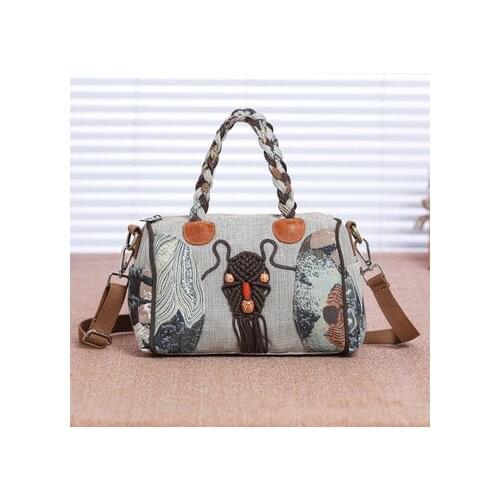 New coming original string appliques small shopping handbags!Nice bohemian prints women shoulder bag Top lady multi-use Carrier
