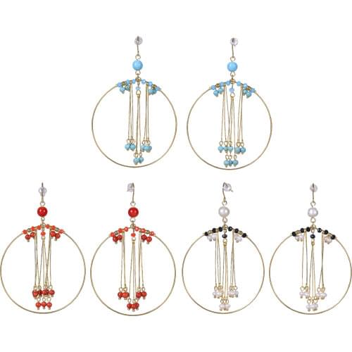 Earings for women 2021 boho jewelry round shape vintage statement earrings18K gold plated Ear Rings women