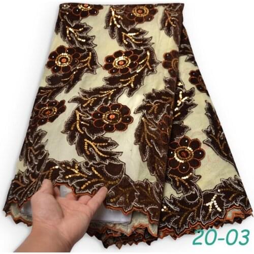 2020 New Design African Lace Fabric High Quality French Nigerian Beads Embroidered Tulle Lace Fabric With Sequins 03