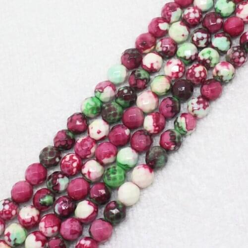 Wholesale Faceted Faceted 6,8mm Pulm&Green Snow Jaspers Round Loose Beads 15" bjf18, For Jewelry making, can mixed wholesale