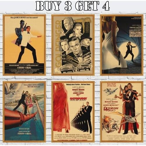 British Movie Posters 007 Retro Poster Kraft Paper Home & Living Room Decor Wall Sticker Painting