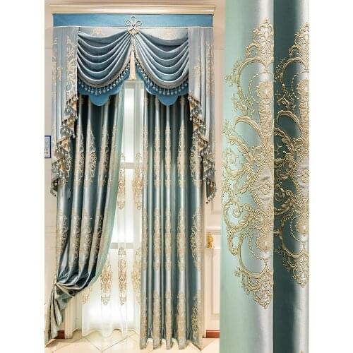 Thicken Chenille Embroidered Curtain Cloth High-end European Style Living Room Bedroom Blackout Floor-to-ceiling Curtains
