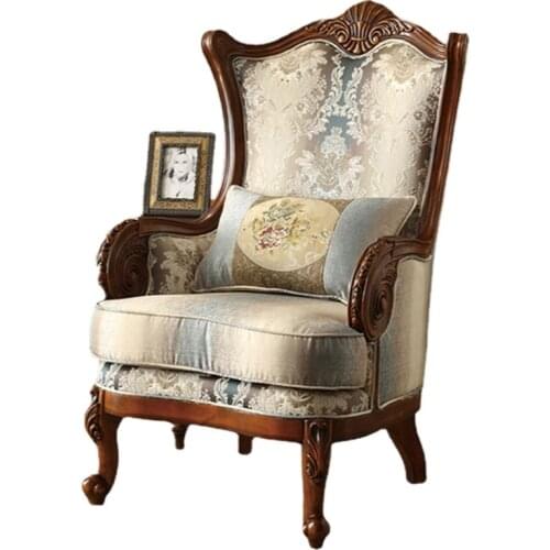 All Solid Wood American Wingback Chair Home European Single Sofa Simple And High-End Villa Hotel Luxury Sofa Chair