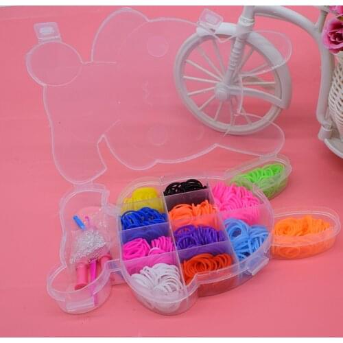 Loom bands toys for children lacing toy elastic rubber band for weaving bracelets rabbit diy set needlework fine motor skills