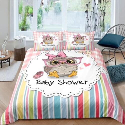 Cartoon Sweet Owl Luxury Bedding Sets Home Textiles Queen King Size Duvet Cover Sets 2/3pcs Girly Style Quilt Covers Pillowcases