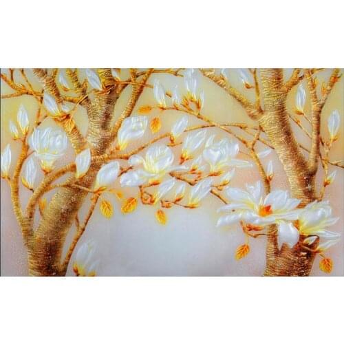 Wallpaper mural photo wallpaper Magnolia bloom golden color TV backdrop 3d wall murals wallpaper