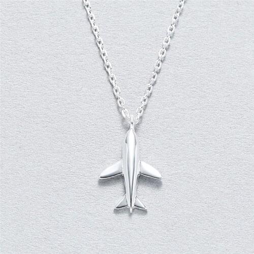 Plane aircraft women 100% 925 Sterling silver nacklace Jewellery Clavicle chain pendant charms chocker girl gift