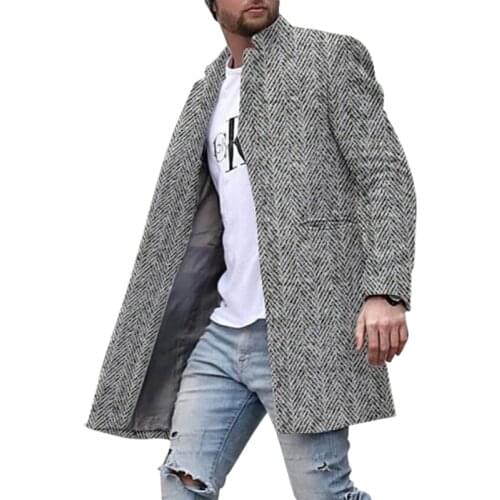Woolen Coat Trench Windbreaker 2021 Mens Suit Collar Jacket Mens Slim Fit Windbreak Long Coat Men Winter Coats Homme Plus Size
