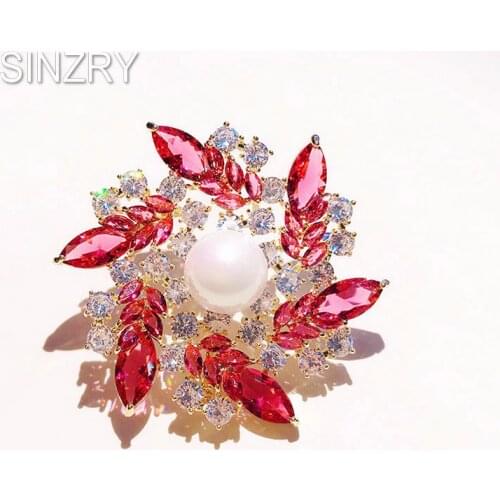 SINZRY personality jewelry Cubic zircon micro paved flower shinning brooch pin lady suit jewelry accessory